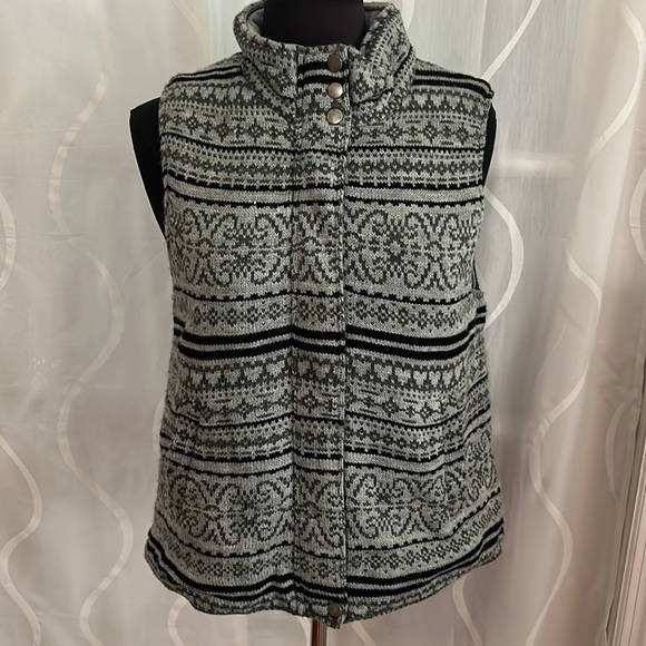 Coldwater Creek Jackets & Blazers - Coldwater Creek, Gray & Black, Zip Up Sweater Vest, Size Small